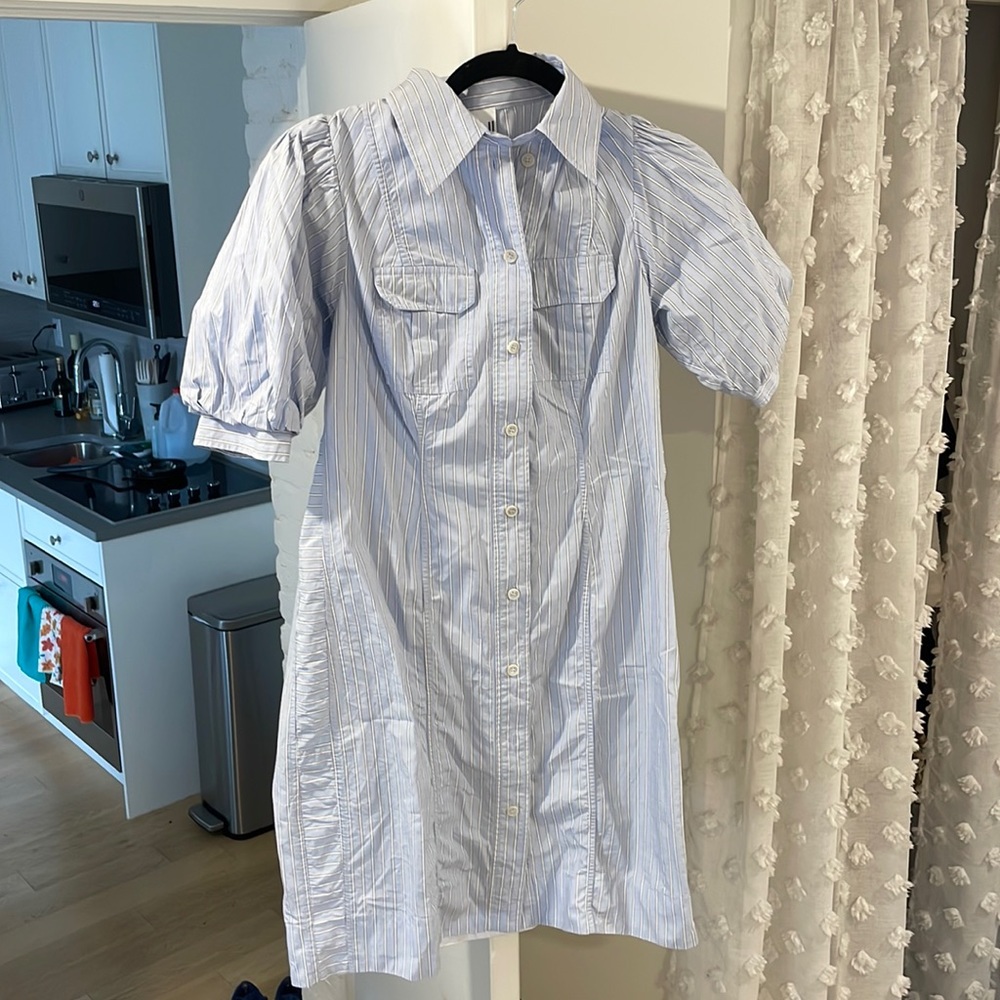 GANNI blue and white striped dress